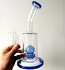 9 inch Thick Glass Water Bong Hookah with Blue Base Delicate Oil Dab Rigs Smoking Pipes Tire Perclator recycler