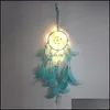 Led Light Dream Catcher Two Rings Feather Dreamcatcher Wind Chime Decorative Wall Hanging Mticolor 12Ms J2 Drop Delivery 2021 Gift Sets Gift