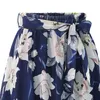 Plus size dames chiffon rok Europa mode boog saia midi voering jupe femme veter up falda mujer zomer print bloemen rokken 220701