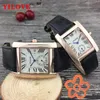 Montre de couple en acier inoxydable pour femme/homme d'affaires disponible en différentes couleurs Horloge à quartz Démontage rapide Montre-bracelet multifonction carrée