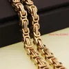 Chains 4/5/7/8/10/12mm Mens Chain Flat Byzantine Gold Color 316L Stainless Steel Necklace 7-40inch Gift JewelryChains