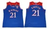 NCAA Basketball Kansas Jayhawks College Joel Embiid Trikots 21 University 34 Paul Pierce Für Sportfans Atmungsaktives Team Blau Auswärtsweiß Reine Baumwolle Hohe Qualität