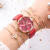 Wristwatches Stucke مجموعة Luxus Frauen UHR MARMLAND MODE DAMEN LEDER QUARZ ARMBLANDUHR GESCHENK RELOGIO FEMININOWRISTWATCHES