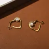 Nouveaux boucles d'oreilles en forme de coeur cloutées de diamants et de perles Niche française Mode Design minimaliste Romantique All-Match Bijoux Cadeau