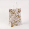 Gift Wrap 2pcs Festival Christmas Paper Bag Marble Design Printing White Kraft Year Packaging Twist HandleGift