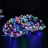 Couronnes de fleurs décoratives pour filles, couronne lumineuse, bandeau de fleurs, bandeau lumineux LED, guirlandes pour fête de mariage, noël, noël