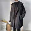Men's Trench Coats Spring And Autumn Hooded Parka Mid-Length Coat Men's Trendy Loose All-Matching Work Clothes Overcoat JacketMen's Viol