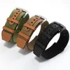 Titta på band Peiyi Waterproof Nylon Watchband 20 22mm Black Green Strap With Pin Buckle For Sport Canvas Chain Deli22