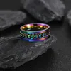 Ångestring Fashion Spinner Chain Ring For Men Gold Black Silver Rostfritt stål Kedja Partihandel Mens smycken