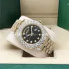 Смотреть полный бриллиант Black Dail Президент 228238 228239 Sapphire Big Diamond Bezel 43 мм 18K Gold Men Автоматические наручные часы с оригинальной коробкой