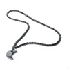 Moon Shape Hematite Pendant Necklace For Men Women Natural Stone Pendant Magnetic Necklace Beads Jewelry