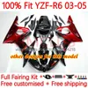 100% Fit OEM Body Voor YAMAHA YZF-R6 YZF600 YZF R 6 600 CC 03-05 Carrosserie 9No.32 YZF R6 600CC YZFR6 03 04 05 Kuipdelen YZF-600 2003 2004 2005 Injectie Kuip Kit parel rood