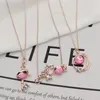 Fantasy Starry Color Planet Star Key Cat's Eye Necklace Rose Gold Color 45cm Fashion Jewelry Charm Women