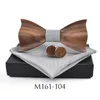 Bow Ties Sitonjwly Man Wooden Bowtie Handkerchief Cufflinks مجموعة للرجال Corbatas Gravata Pocket Pocket Cravat Wood Men Giftbow Emel22