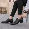 Klasyczne luksusowe buty z branży męskiej skórzanej skórzane buty Cow Hide 6/8 cm Wzrost Black Shoe Wedding Party Office Office