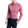 Plus Size 5XL-M Britse stijl Solid Long Mouw Shirt Mannen Kleding Simple Slim Fit Business Casual Chemise Homme Formele slijtage 220323