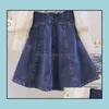 Mädchen Kleider Baby Kinder Kleidung Baby Mutterschaft Spitze Puff Sleeve Kleid Kinder Denim Nähte Prinzessin Dh1Al