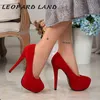 Leopard Land New Super High Heel Womens Shoes Waterproof Platform Single Shoes Hate High Sexy 14 cm Stor storlek Höga klackar 210409