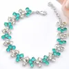 luckyshine fashion seller 925 silver green topaz square handmade silver crystal bracelet b0915