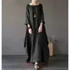 Femmes tenue décontractée femmes vêtements vêtements col rond été Vintage trois quarts manches Robe Maxi robes amples pour le printemps été