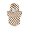 Summer Infant Baby Cotton Barboteuses Enfants Garçons Plaid Hooded Climb Vêtements Tout-petits Enfants Salopettes Barboteuses