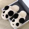 Женские тапочки зимние пушистые туфли милая панда теплые плюшевые пары плюс размер женская повседневная обувь женская обувь домашняя спальня G220730