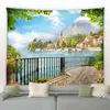 Tapestry European Style Garden Landscape Wall Carpet Forest Arch Bridge Plants