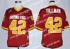 Nieuwe vintage 1997 Rose Bowl College voetbalshirt Sun devis Asu Pat Tillman 42 Maroon Heren genaaide topkwaliteit shirts