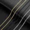Colliers chaînes en or pour hommes, lien en acier inoxydable, noir, argent, collier Hip Hop, bijoux 3mm