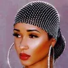 StoneFans Crystal Net Head Wrap Scarf for Women Mesh Hair Accessories Bling New Fashion Rhinestone Headpiece Turban Hat Cap AA220323