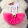 1T Birthday Skirts Clothing Sets Summer Girl Baby Short Sleeve Short Skirt Colorful Bow Grenadine Pettiskirt 35dx T2