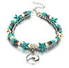 Double bracelet de cheville conque étoile de mer perle de riz yoga plage tortue pendentif bracelet de cheville