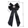 British Style Ribbon Fabric Bow Tie Brooch Flower Pearl Rhinestone Lapel Pins Shirt Collar Korean Fashion Brooches for Women