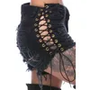 Sexy Zomer Vrouwen Denim Shorts Zwart Wit Hoge Taille Ripped Korte Jeans Femme Kwastje Lace Up Bandage broek W220326