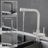 Kitchen Filtered Faucet Balck with Dot Brass Purifier Dual Sprayer Drinking Water Tap Vessel Sink Mixer Torneira 220722gx
