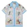 Män Designer Slim Fit Klänning Skjortor Hawaiian Flower Enfärgad Turn-down krage shorts Ärm Mode Casual Shirt Herrkläder 22ss