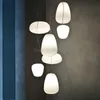 Pendant Lamps Postmodern Pebble Lights Milky White Glass Hanging Lamp Living Room Dining Bar Cocoon Lustre Light FixturePendant