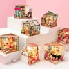 Robotime Rolife bricolage en bois Miniature maison de poupée serre à la main maison de poupée cuisine avec meubles jouets pour enfants dame cadeau