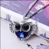 Pendentif Colliers Chaîne Collier Hibou Volant Bleu Beautifly Cristal Strass Perle Mode Carshop2006 Drop Delivery 2021 Carshop2006 Dhgno