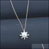 Pendant Necklaces Sun Flower Pearl Necklace Jewelry Wholesale Imitation Diamond Little Ne Baby Dhqau