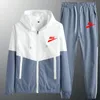 Erkek gündelik marka logo izleme spor giyim ceketleri pantolon iki parça set erkek moda patchwork jogging takım elbise kıyafetleri spor kıyafetleri fitness