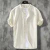 Casual shirts voor heren vaste kleurkraag heren shirt losse type met één borte comfortabele zomer t-shirt anti-pilling ademende tops 20