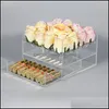 Jewelry Boxes Packaging Display New Clear Acrylic Rose Flower Box With Der Makeup Organizer Valentines Day Wedding Gift Er Wholesale Drop