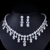 CWWZircons Luxury Dark Blue Women Wedding Party Dress Jewellery Big Dangle Drop Bridal CZ Necklace Earrings Jewelry Sets T341 220726