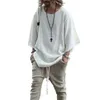 Mens Loose T-shirt Fashion Long Sleeve Solid Color Casual Tops Tassels Trend For Young People S-XXXL