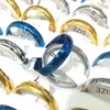 50pcs/Pack 4mm Width Plain Stainless Steel Ring Silver Blue Gold Color Mixed Size