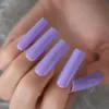 Yanlış Nails Süper Uzun Mor Sahte Nail İpuçları Kare Tam Kapak Üzerinde Parlak Basın Düz Renk Salon Tırnak Manikür ToolsFalse FalseFalse