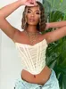 Azja Sexy Gorset Top Kobiety Bez Rękawów Off Ramię Kobieta Bond Cropped Streetwear Bustier Mesh Crop White 220318