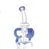 7 tum höjd Hookah Glass Water Bong Pipe Recycler Design 14.4mm Kvinnlig gemensam Dab Blue Green Color Rigs Rökningstillbehör