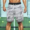 Plus Size Men Fitness Shorts Camouflage Design Midja Drawstring Polyester Quick Dry Sports Board Casual Short Homme 220715